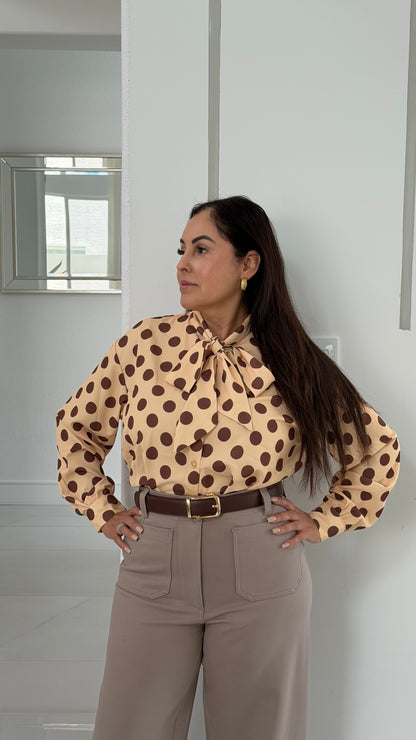 Cinnamon Polka Dots Top