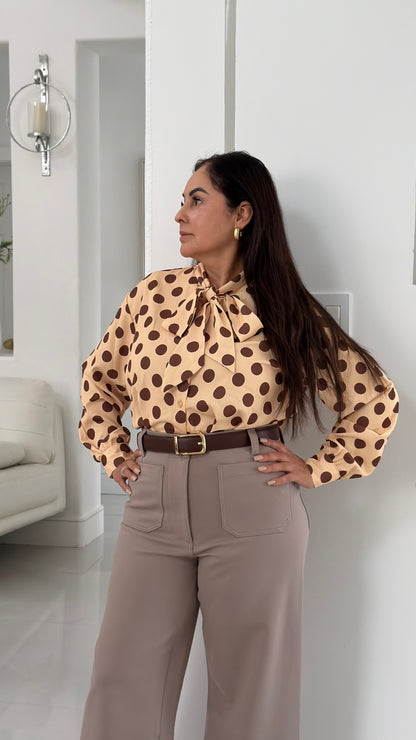 Cinnamon Polka Dots Top